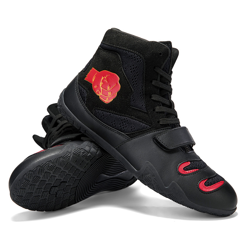 Boxing Shoes Men's and Women's Sanda Shoes Fighting Wrestling Shoes Fall Short-fall Boots Long Boots Beef Sole Wear-resistant Sole Boxing Shoes
