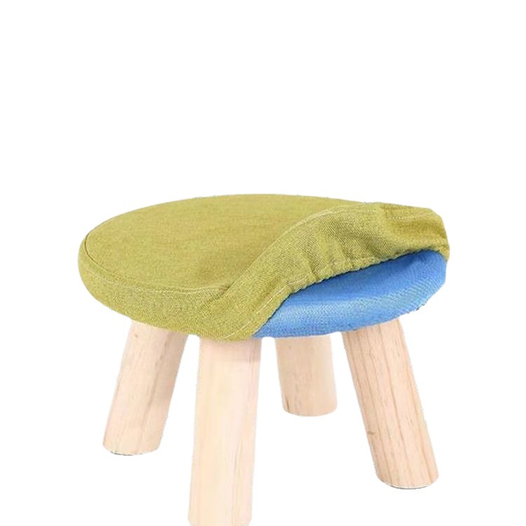 Cartoon Creative Dining Small Bench Small Stool Household Solid Wood Round Low Stool Cute Children's Sofa Stool Baby Chair