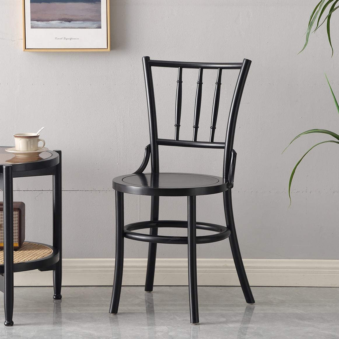 Middle Ancient Household Vintag Solid Wood Vintage Backrest Dining Chair Sonette 378 Simple Rattan Coffee Chair