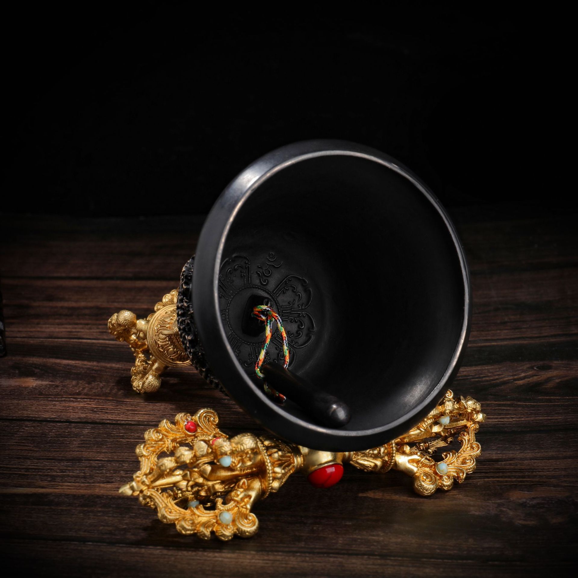 Brass King Kong Bell and Pestle Xizang Five-strand King Kong and Pestle Buddhist Musician Hand-cranked Dharma Bell Ornaments Large Dharma Articles