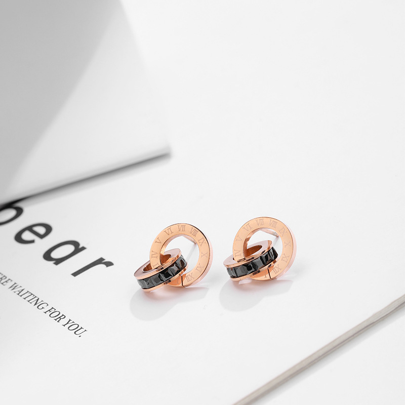 Fashionable High-grade Titanium Steel Necklace Women's French Fashionable Internet Celebrity Clavicle Chain Simple Pendant Chain Elegant Earrings Set