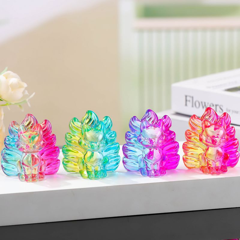 Креативная стеклянная девятихвостая лисица, настольное украшение, удача, оптовая продажа, кросс-бордерный кристалл, маленькие подарки девятихвостой лисицы