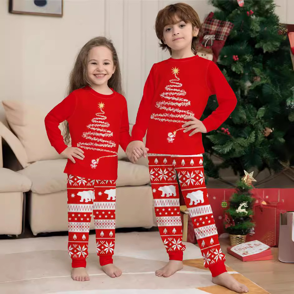 Ebay Amazon Family Clothing Santa Claus European and American Christmas New Digital Printed Pajamas Home Clothes Family Clothing