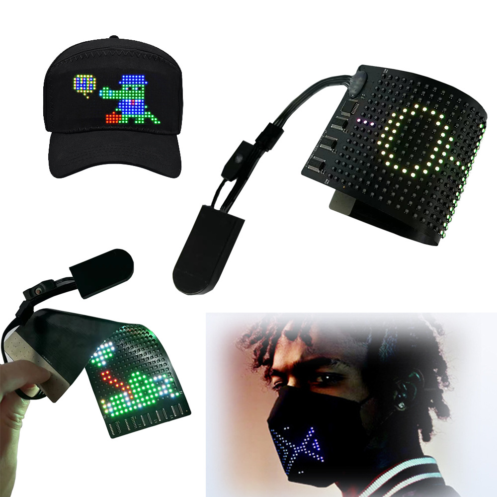 Charging Bluetooth Ultra-thin Flexible Soft Screen RGB Full Color LED Display Hat Screen Backpack Vest Screen with Battery