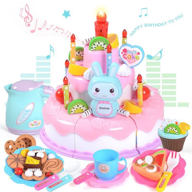 Children's Cut Music Simulation Birthday Princess Cake Toy Lighting Music Fruit Boy Treasure Girl Play Set