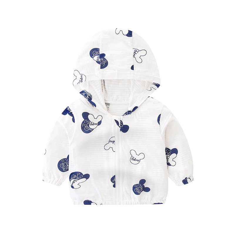 Summer Kidsren's Thin Breathable Outer Shirt for Men and Women Baby Sun Protection Clothing Pure Cotton Baby Hooded Zipper Jacket Top