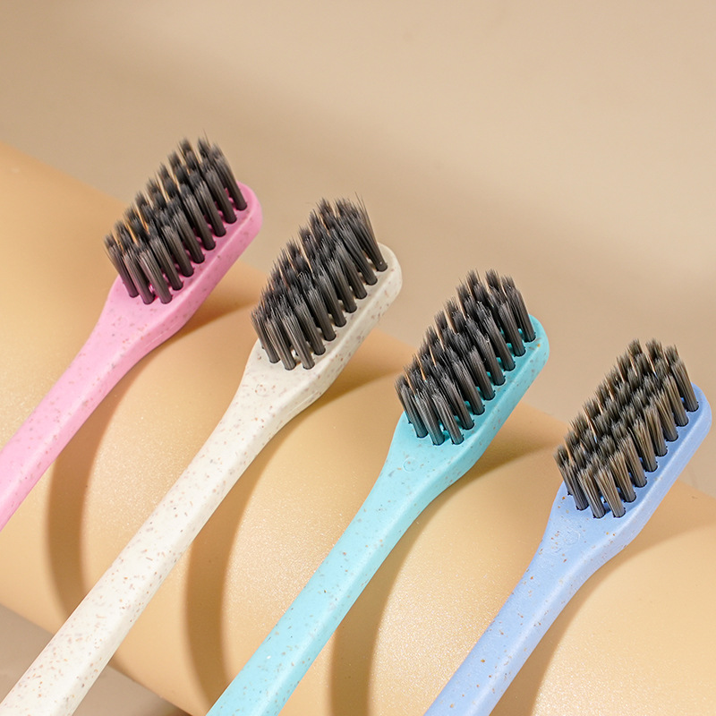 Wheat straw soft hair independent tube travel adult soft hair small head bamboo charcoal toothbrush dental daily toothbrush wholesale
