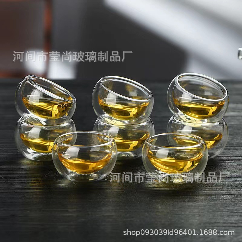 Double-Layer Glass Small Tea Cup, Heat-Resistant Small Cup, Insulated Tea Cup, Transparent Cup, Kung Fu Tea Set, Small Capacity Tea Cup