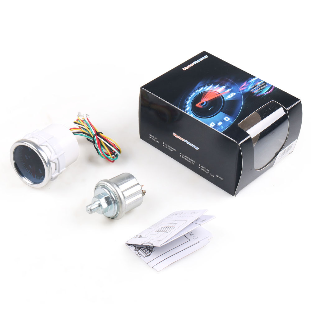 Car Modified Sunglasses Hydraulic Gauge 52mm 2inch Mechanical White Light Car Instrument 0~100 Psi 12V