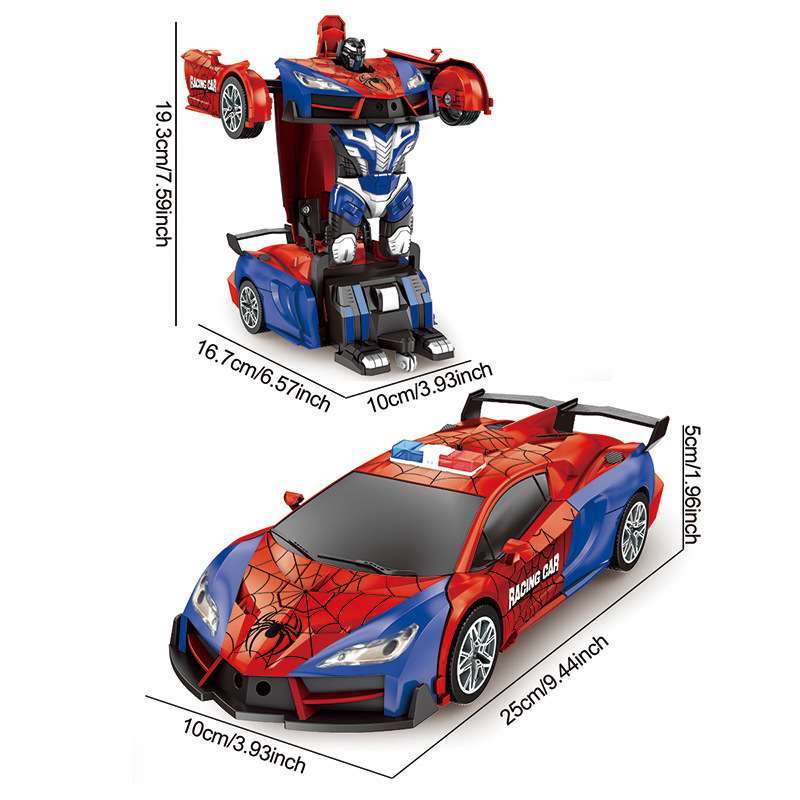 Cross-Border New Product Spider Transformation Car One-Click Demonstration Transformation Robot Simulation Police Car Light Racing Children's Toy