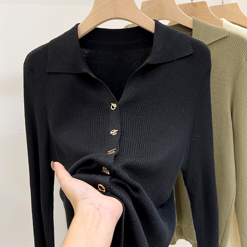 Lasel long sleeve knitted bottoming shirt 2024 spring and autumn new foreign style top wholesale Korean long sleeve women's sweater tide