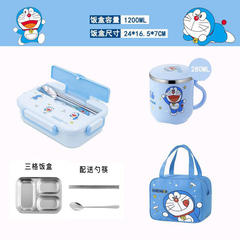 Cute Cartoon Stainless Steel Lunch Box Student Girl Insulated Kidsren's Divided Tableware Kitty Chinchilla Bento Japanese Style