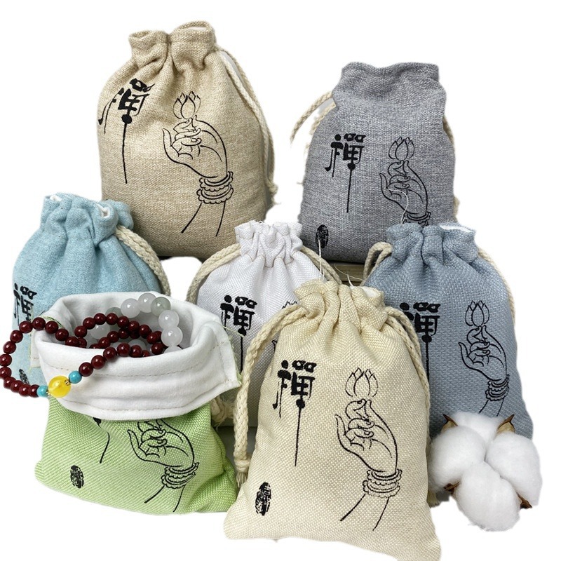 Double-layer Factory Cloth Bag Jewelry Thickened Storage Bag Drawstring Disc Bead Bag Disc Bead Brochure Play Buddha Beads Handstring Bag