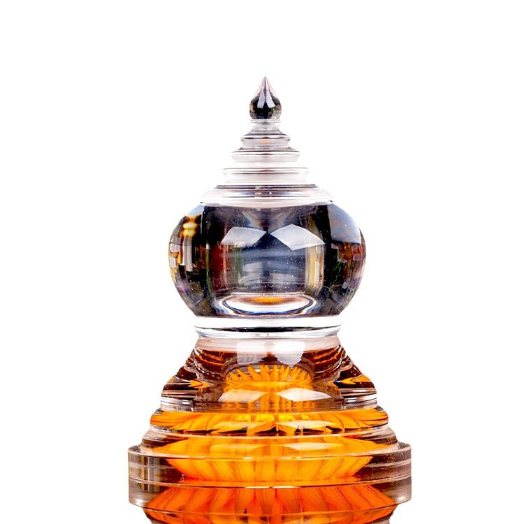 W-Shaped Lotus Style Acrylic Stupa Crystal Pagoda with Hidden Ornaments for Worshiping Bodhi Tower Nectar Vase Natural