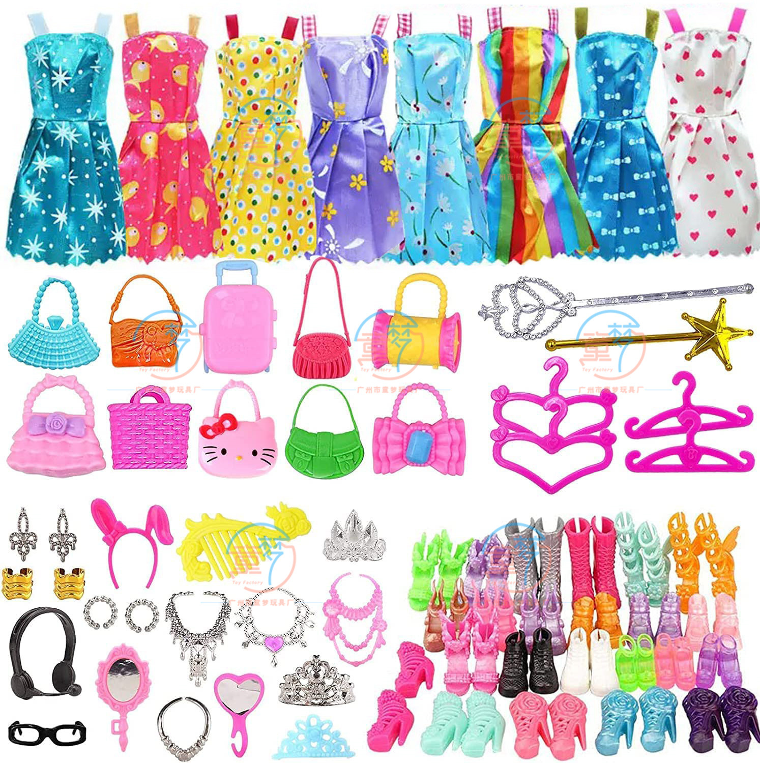 32-Piece Set of Barbie Doll Clothes, Shoes, and Accessories for Girls, Cross-Border Amazon 42Pcs