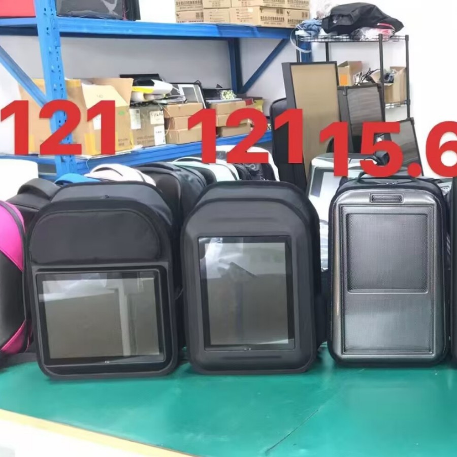 12.1inch Lcd Screen Luggage Advertising Machine to Play Video Online Version Rechargeable School Bag Display Screen