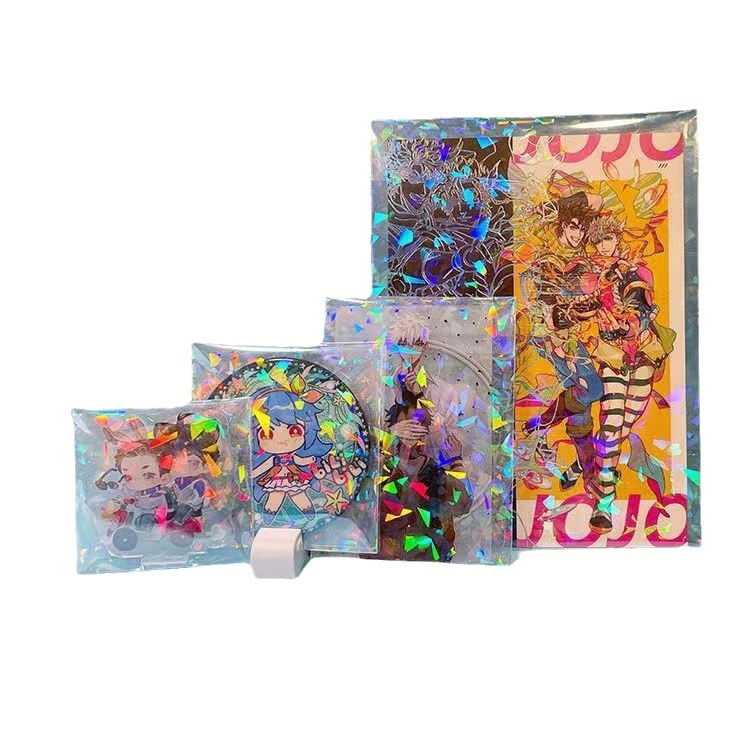 Laser Self-adhesive Bag Bar Protective Cover Rainbow Light Ziplock Bag Millet Badge Yu-gi-oh Card Animation Peripheral Storage
