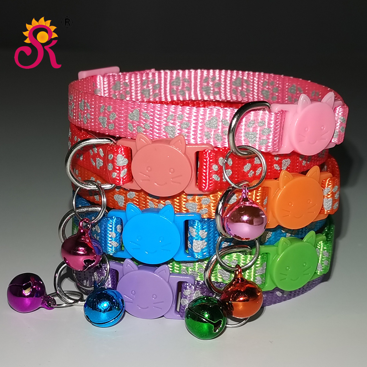 1.0 Collar Reflective Footprint Dog Collar Cat Collar Bell Collar Large Spot Pet Supplies