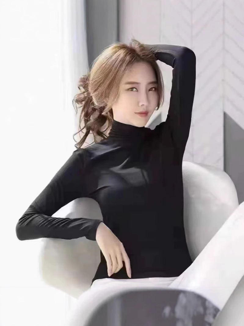 A2024 # Nine-Color Half Turtleneck Facial Mask Base Layer Modal Skin-Fribottomly High-Elastic Slim Long-Sleeved Facial Mask