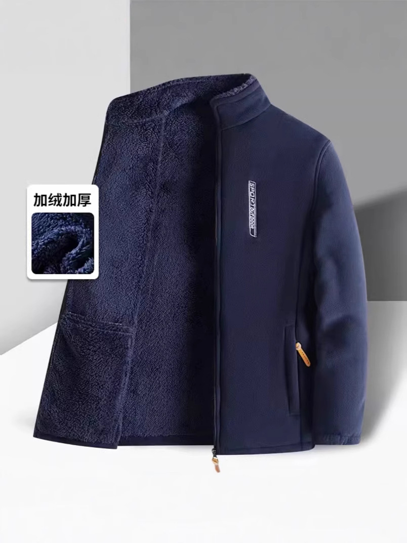 Кросс-бодерный бутик мягкий хлопковый бархат плюс бархат утолщенный осенне-зимний повседневный полярный флис большой размер мужская уличная куртка однотонная