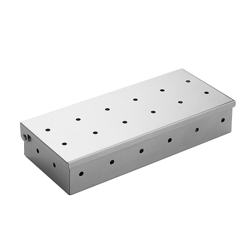 Square Stainless Steel Smoker Box Camping Style Barbecue Fruit Wood Bacon Box Bbqsmokerbox Outdoor Barbecue Tools