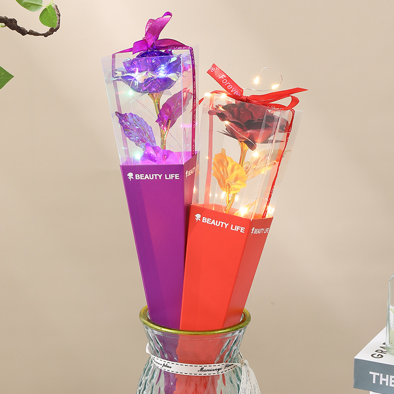 Valentine's Day Artificial Flower Rose Single Flower Gift Box High-End Export Eternal Flower Box DIY Crafts Wholesale