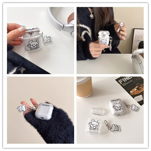 Tpu transparent protective cover soft case is suitable for apple earpiece case Airpods2/Pro2/3/4 generation cute beckoning dog