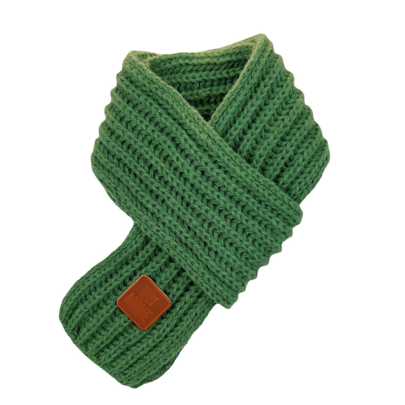 Korean Style New Knitted Kidsren's Cute Winter and Autumn Color Versatile Warm Knitted Leather Label Wool Cute Scarf