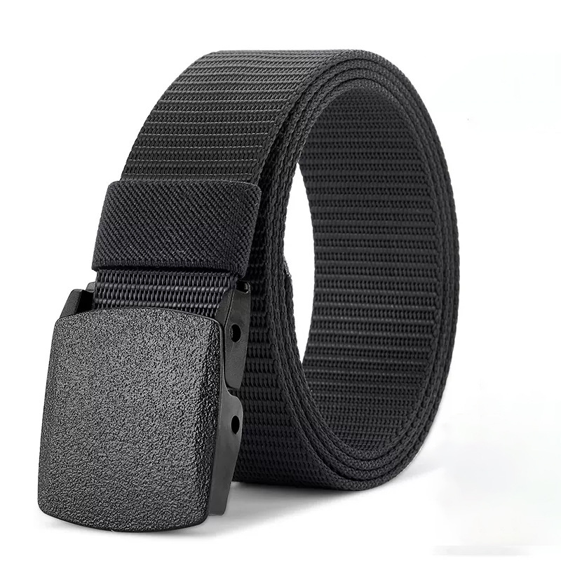 Cross-Border Popular Canvas Nylon Tactical Belt Metal-Free Hypoallergenic Woven Belt Breathable Outdoor Student Belt