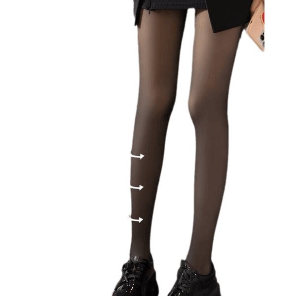 plus size Autumn and Winter Light Leg Artifact Leggings Women's fleece-lined Thickened Black Skin Pantyhose Natural Outer Wear