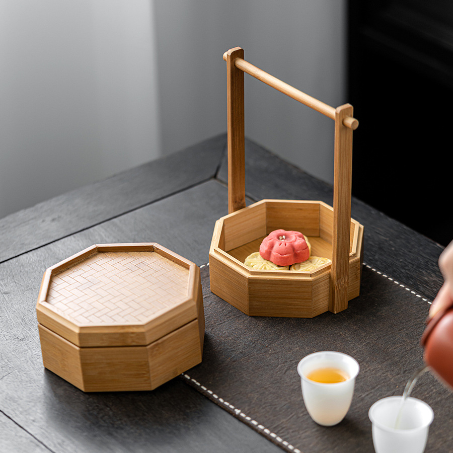 New Chinoiserie Mid-Autumn Festival Mooncake Gift Box Satchel Snack Pastry Food Box Holiday Gift Tea Octagonal Basket Box