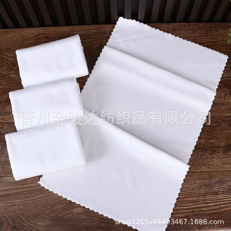 White Towel Wholesale in Stock, Imitation Cotton Edge-Cut Square Towel for Hotel, Guesthouse, Bathhouse, Beauty Salon, Absorbent and Thickened
