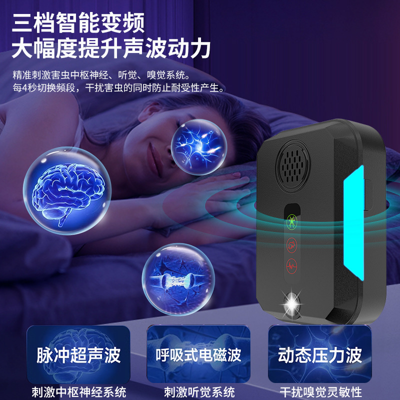 New Ultrasonic Mouse Repeller, Black Technology, Powerful Mouse Repeller, Three-Speed Variable Frequency Led Flash, Two-In-One Mouse Repeller