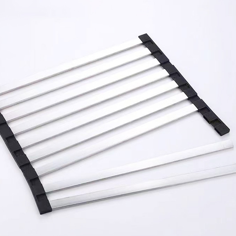 Kitchen Sink Drain Rack 304 Stainless Steel Foldable Vegetable Washing Basin Water Filter Roller Curtain Sink Drain Basket Rack