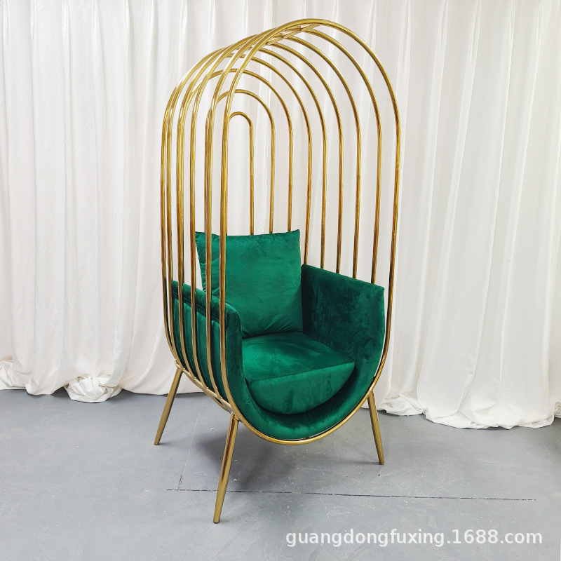 Light Luxury Modern Hotel Banquet Wedding Lobby Rest Sofa Creative Model Room Sofa Chair Stainless Steel Bird Cage Chair