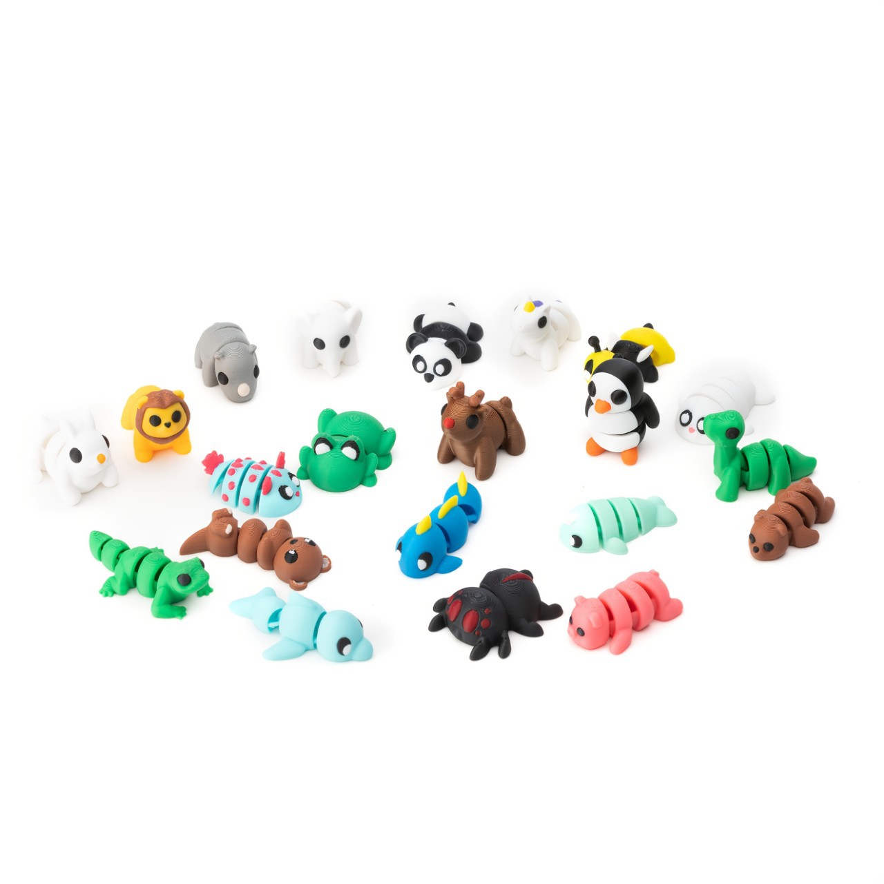 3D Printed Colorful Small Animal Models, Small Figurine Toys, Mini Cartoon Dolls, 64 Types of Small Animal Simulation Designs