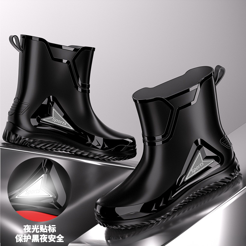 German rain shoes men's fashion mid-barrel rain boots new take-out rider dedicated outdoor construction site fishing water shoes wholesale