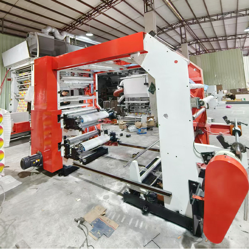 30 inch 4 color over bridge type flexographic printing machine high speed shaft less pe plastic bag printing machine plastic film printing machine