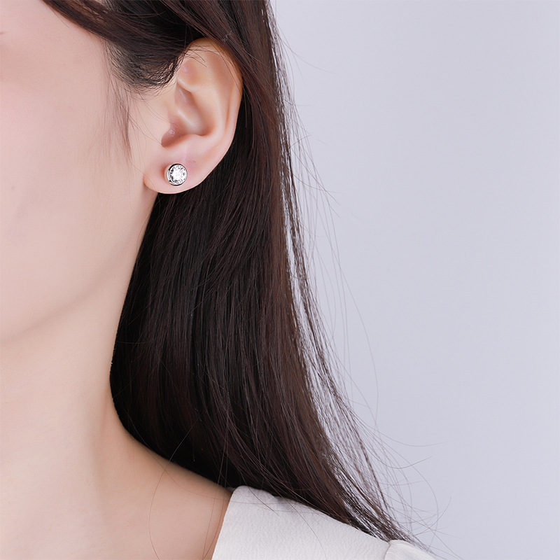S925 Sterling Silver Earrings Elegant Simple Classic Bubble 50 Points 1 karat D Color Mosan Diamond Earrings Mosan Diamond Earrings