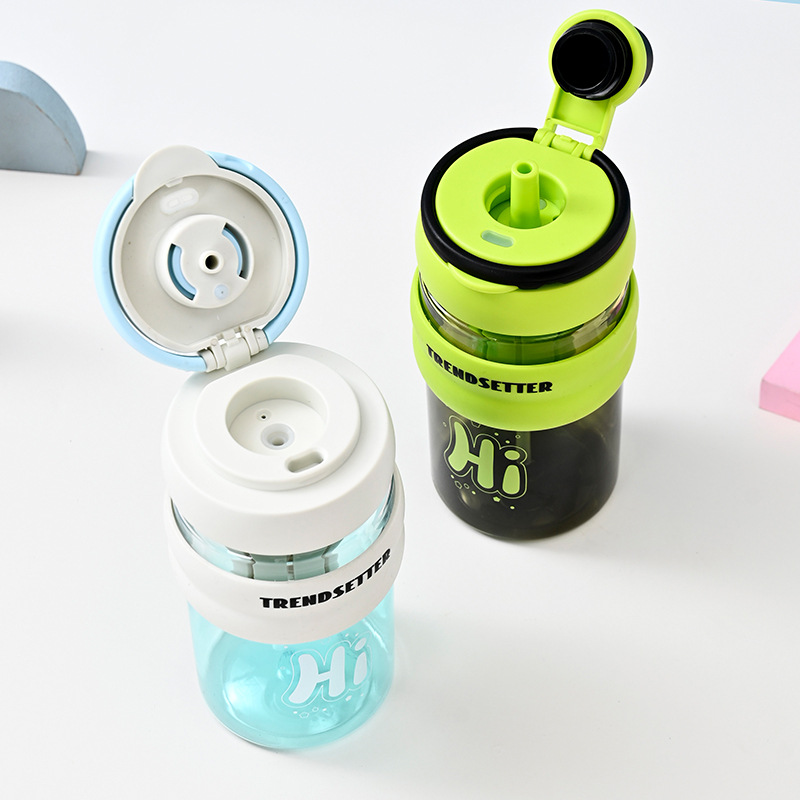 Simple Dopamine Double Drinking Cup Large Capacity Office Desktop Couple Suction Cup Portable Summer Scented Tea Plastic Cup