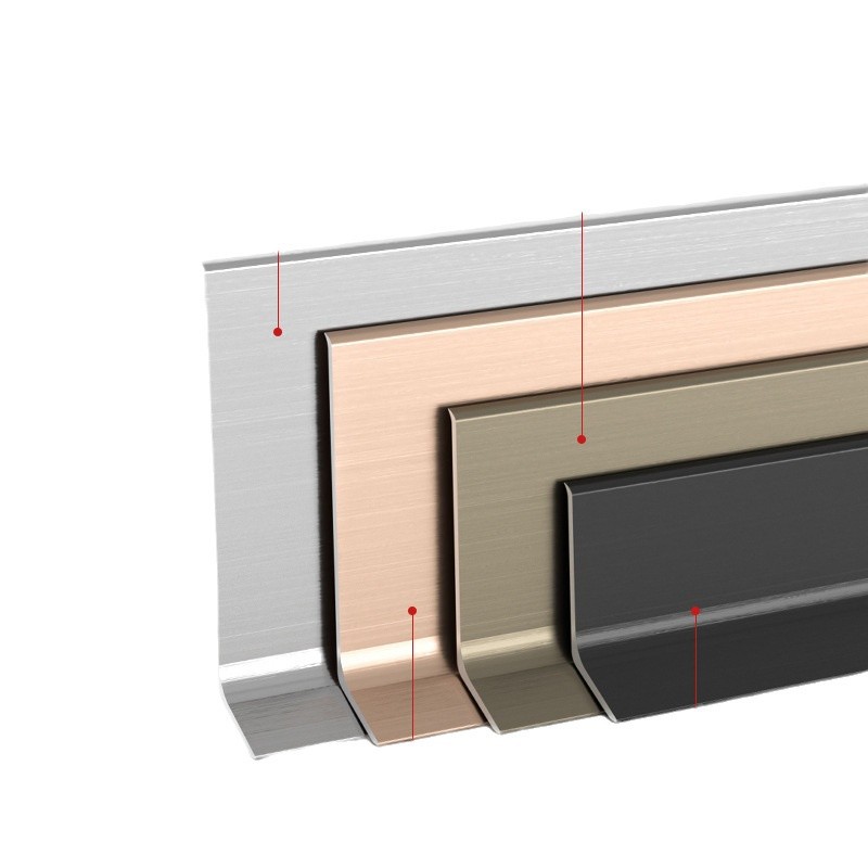 Non-slotted very narrow aluminum alloy skirting line 4cm 6cm 8cm 10cm metal wall panel edge solid wood anchor