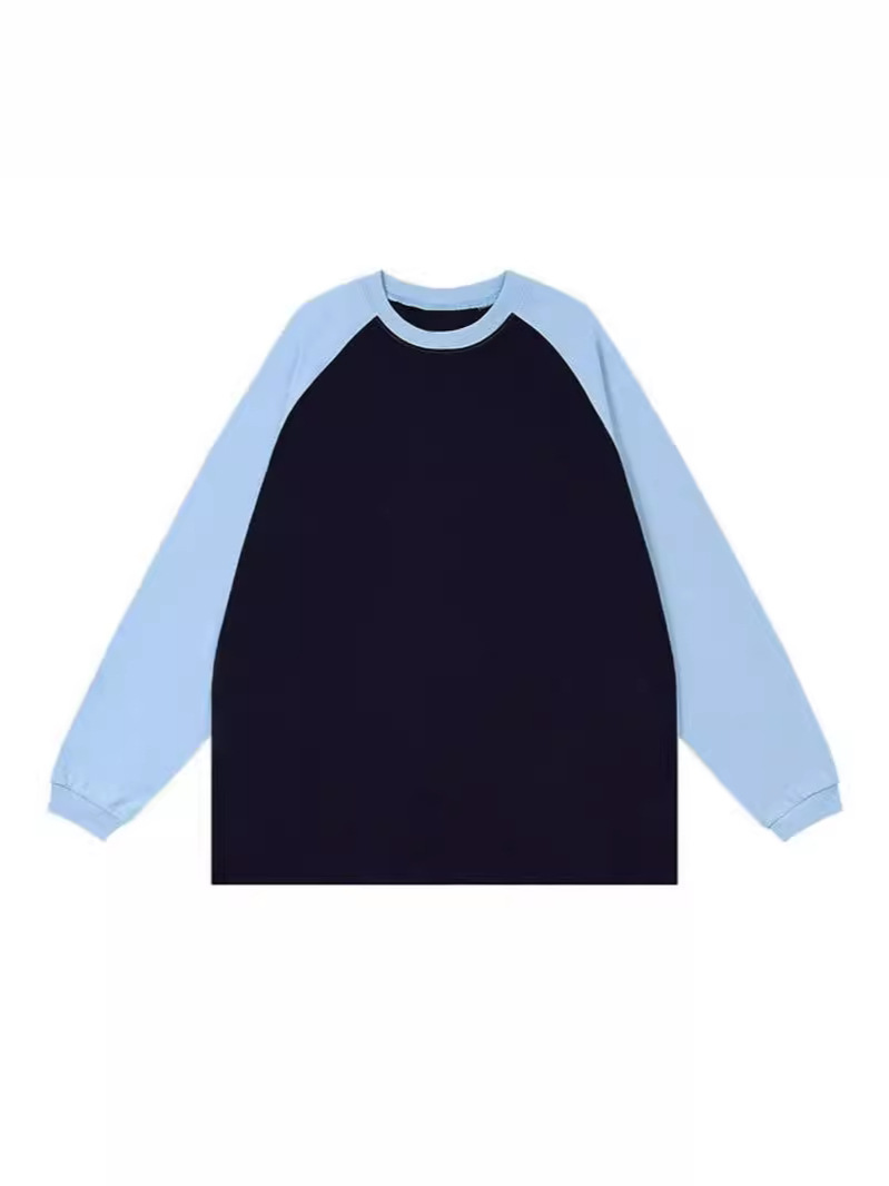 200 grams of 21 cotton American-style raglan contrast long sleeve T-shirt base shirt crew neck bundle inside coat tide cross-border