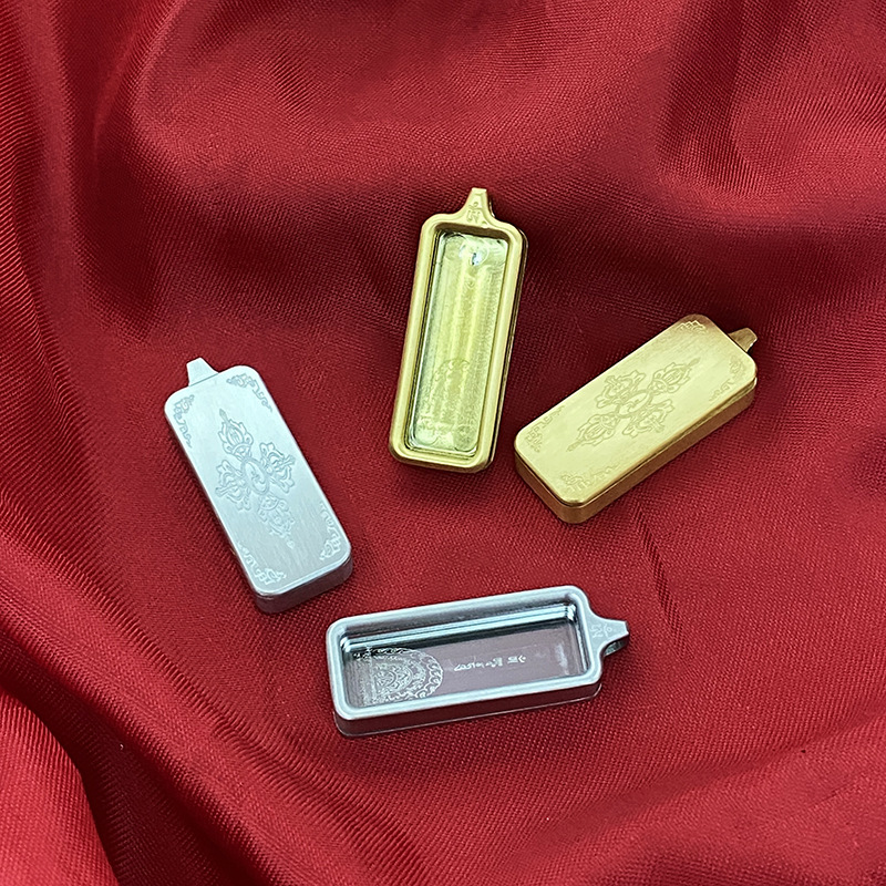 Xizang titanium steel thangka box shell gabu box single-sided stainless steel pendant gold square color retention factory direct supply