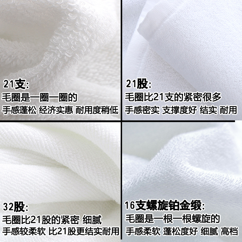 Hotel Bath Towel Pure Cotton Five-Star Thickeneded Bath Towel with Logo Absorbent and Enlarged Beauty Salon Bed and Breakfast White Bath Towel