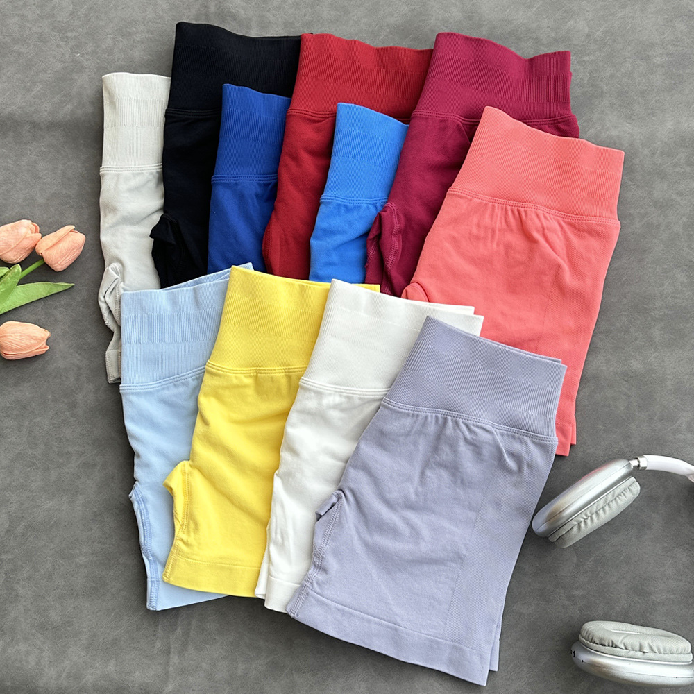 Доступные шорты для йоги, 50 цветов, оригинальная три секции на талии с рюшами, бесшовные, для фитнеса и йоги