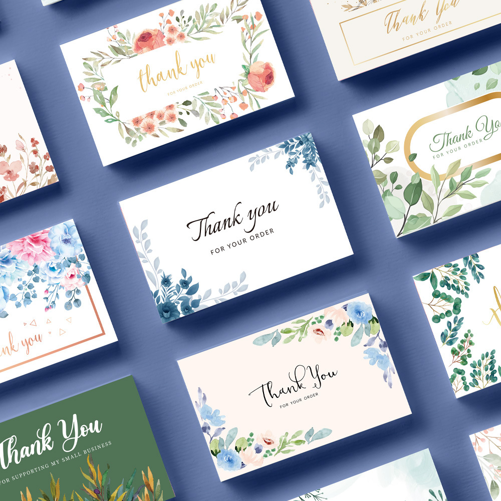 Картонная открытка с благодарностью для оптовой торговли, покрытая, упаковка подарочной карты на английском языке