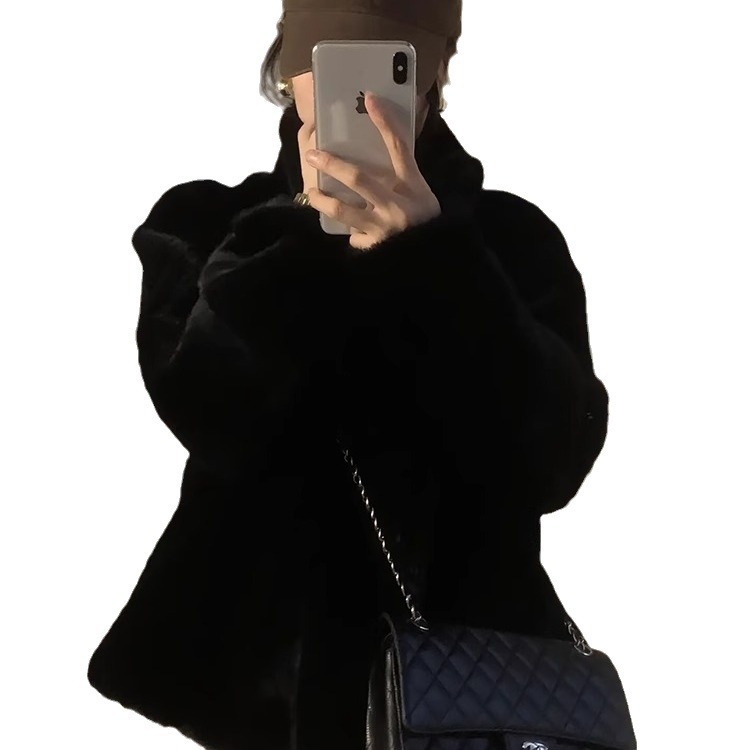 2025 Winter Young Style Mink Short Stand Collar Fur Integrated Mink Plush Eco-Friendly Fur Coat for Women