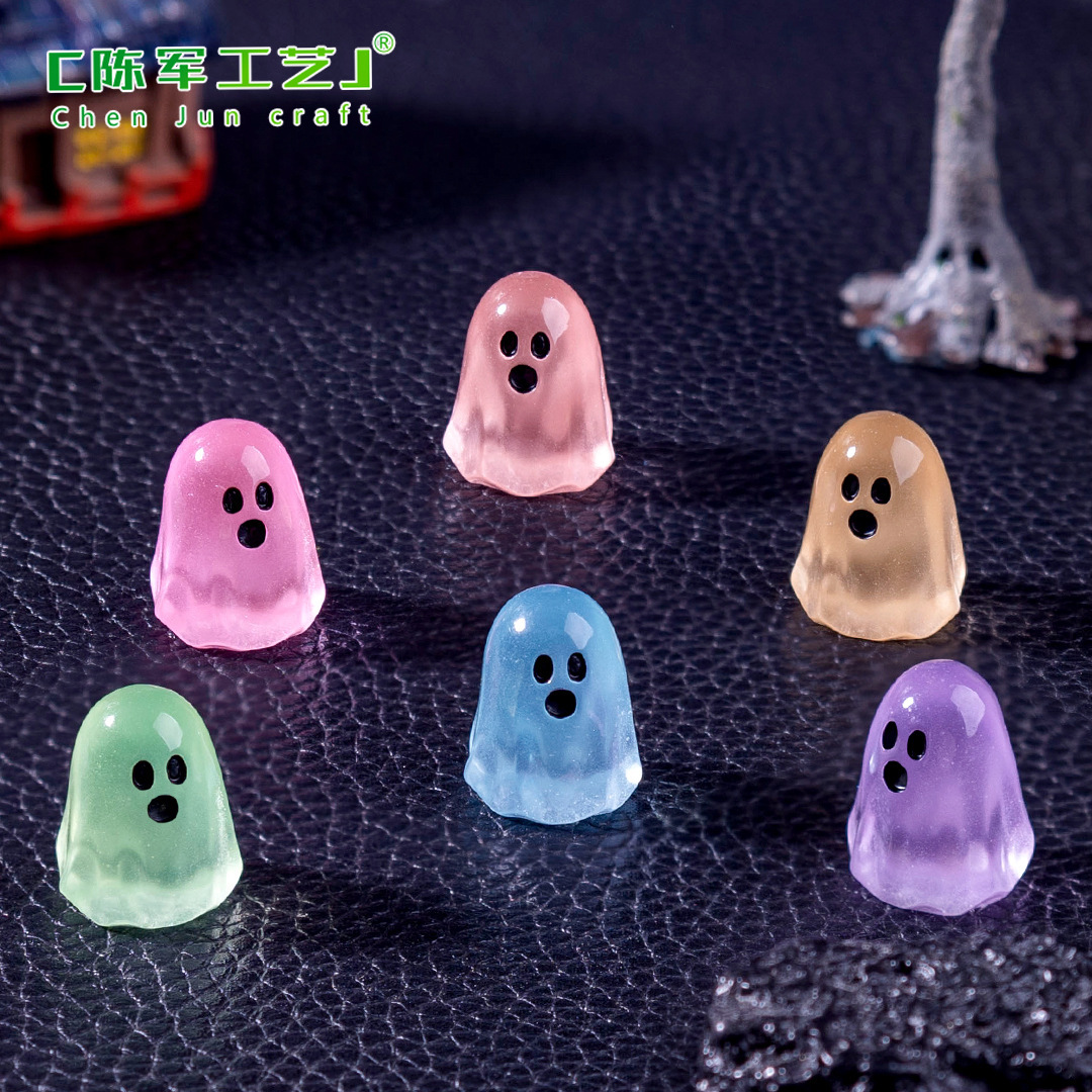 Cross-Border Creative Luminous Little Ghost Cute DIY Decoration Hanging Accessories Mini Micro Landscape Halloween Small Ornaments