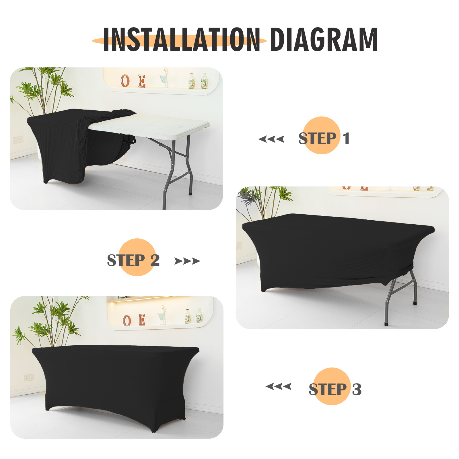 Cross-border direct supply elastic table cover 6FT hotel outdoor wedding activities rectangular elastic tablecloth table cover in stock