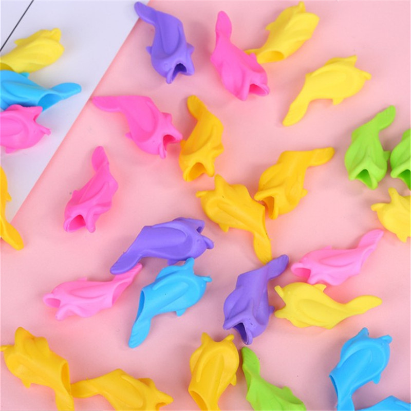Small Fish Dolphin Grip Pen Silicone Pencil Gel Pen Soft Glue Grab Corrector Writing Posture Grip